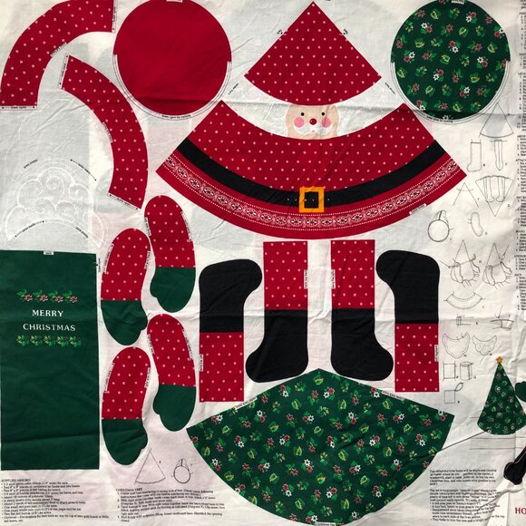 Holly Jolly Santa Doll and Tree VIP Cranston Fabric Panel Christmas Cut and Sew - Picture 6 of 7